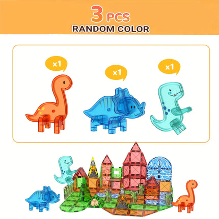 Magnetic Building Block Toys, Magnetic Tiles, Dinosaur Volcano Theme, Creative Blocks Suitable for Birthday Holiday Gifts