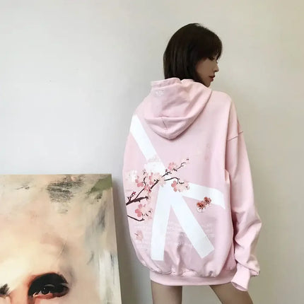 Gothic Pink Girly Sakura Hoodie Y2K Clothes Mens Womens Hip Hop Letters Oversized Hoodie Sweatshirt Fashion Casual Jacket