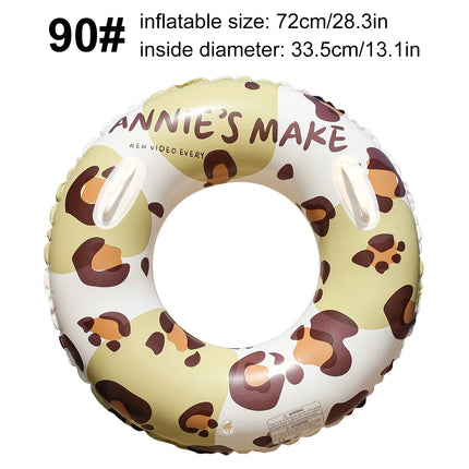 1PC Leopard Print Inflatable Swim Ring, Adult Pool Float, Animal Pattern Swimming Summer Beach Water Toy Pool Party Ring