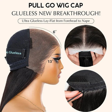 Ossilee 250 Density Pull Go Glueless Wigs with Elastic Drawstring Straight 13x6 HD Lace Front Human Hair Wigs Pre Cut Lace Wig