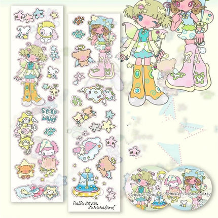 Cute Hand Drawn Anime Girl Stickers, Decorative Craft Material for Scrapbooking, Non-Roll Sticker Sheets