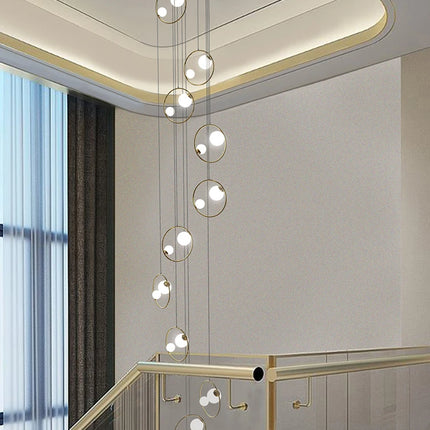 Chandelier for Staircase Hanging Lamp Modern Pendant Luster Lighting for Living room Led Ceiling Lamps Ring Stairs Loft Lighting