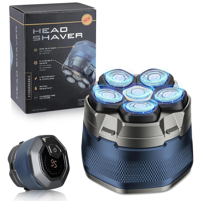 Tinsol Titanium Electric Head Shaver for Bald Men 6D Magnetic Razor Hair Trimmer Rechargeable LED Waterproof Face Hair Cutting