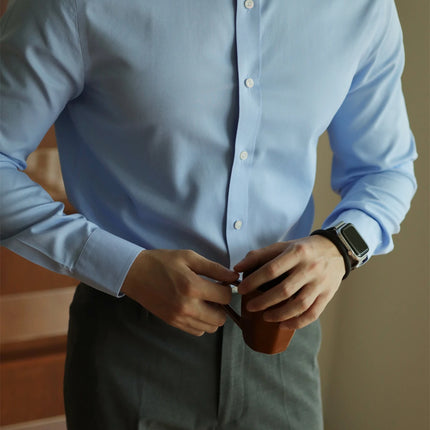 Men's long-sleeved shirt: casual, simple, high-quality, wrinkle-free, slim fit, business formal, all-season collection