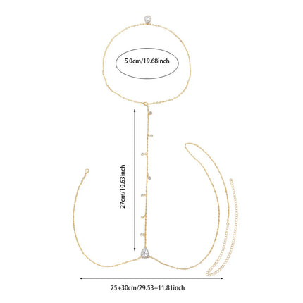 Sexy and fashionable water droplet pendant back chain nightclub party charm women's body chain