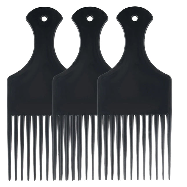 Black Insert Afro Hair Comb Plastic Wide Teeth Pick Hair Fork Comb Salon Professional African Styling Hairdressing Tool Men