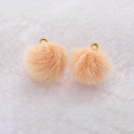 10pcs Plush Fur Covered Ball Beads Charms DIY Pompom Beads Pendant for Necklace Earring Bracelet Jewelry Making Supplies Finding