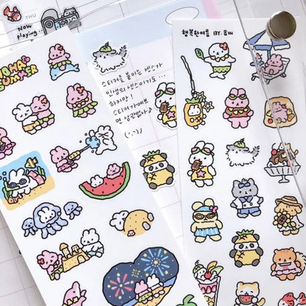 Cartoon Stickers Korean Cute Graffiti Style Rabbit Stickers Kawaii Cartoon Animal Stickers Hand Account Diary Scrapbook Stickers