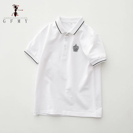 GFMY Children's Short-sleeve Polo shirt Summer Cotton Solid color Embroidery Sports Leisure T-shirt 2-14 Year Multi-color option
