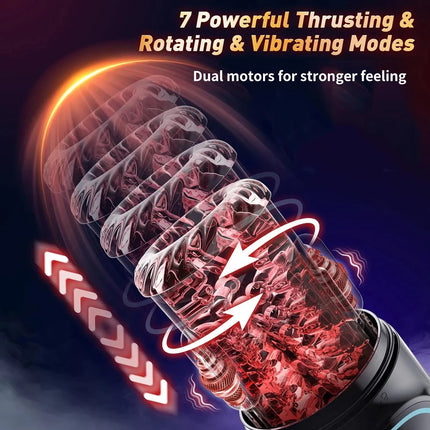 Male Automatic Masturbator Cup Penis Pump 7 Thrusting Rotating Vibrating Sucking Licking Modes Pussy Blowjob Sex Toys For Men