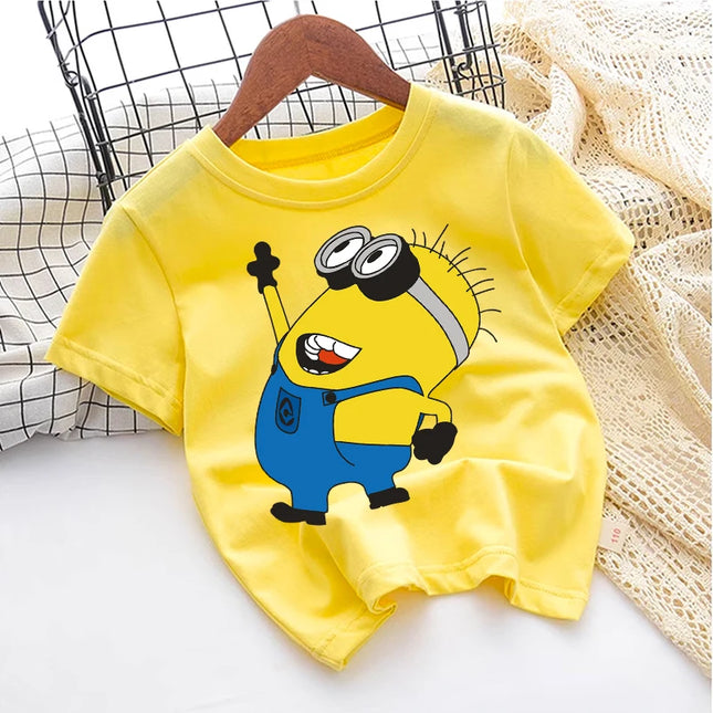 Cute Minionss T-shirt Cotton Boys Girl Toddler Children Short Sleeve Clothes Anime Game Cartoon Kids Streetwear Tees Casual Tops