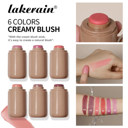 Lakerain Blush Stick Cheek Lip Tinted Moistured Long-wearing Flush Blusher Silky Brighten Blush Cream Cosmetics Matte Nakeup