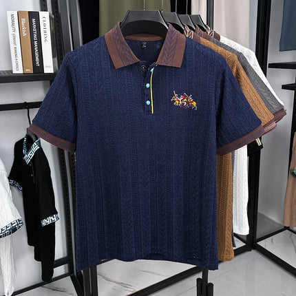 Luxury Men's Polo Shirt, Lapel, Short Sleeve T-Shirt, Summer New Horse Embroidered, Ultra-Thin, Breathable Fashion Men's Wear Top