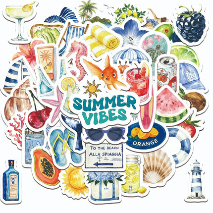 50Pcs Summer Beach INS Style Graffiti Stickers Decoration Luggage Phone Guitar Scraphbook Waterproof Sticker Kid Toys Party Gift