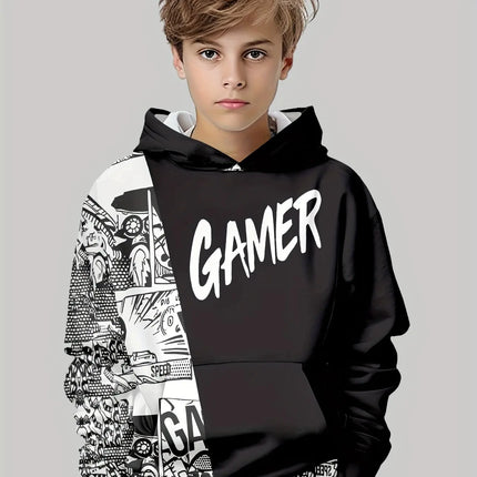 Children Top Hoodies Stylish 3D Print Boys Casual Pullover Long Sleeve Sweatshirt for Spring Fall Kids Hoodies Outdoor Clothing