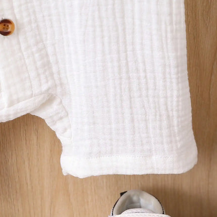 Summer Casual Comfort Soft Solid Color Simple Cotton Short Sleeve Romper Baby Girl Pocket Fashion Baby Boy Romper