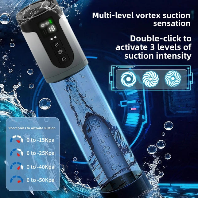 Realistic Sleeve Male Masturbator Electric Vacuum Pump With Wireless Remote Control And Smart Mode/lcd Screen