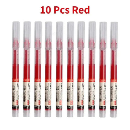 10Pcs Straight Liquid Writing Gel Pens Quick-drying Large-capacity Black Blue Ink For Writing School Office Stationery Supplies