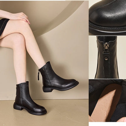 WOIZGIC Women's Genuine Leather Female mother Ankle Boots Shoes Split Zipper Winter Fur Plush Warm Autumn Zapatos Mujer Platform