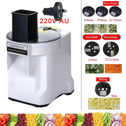 K8600 Commercial Dicing Machine White 3-in-1 Multi-Function Electric Cutter Strips Shreds Slices Dice Radish Potato Vegetables