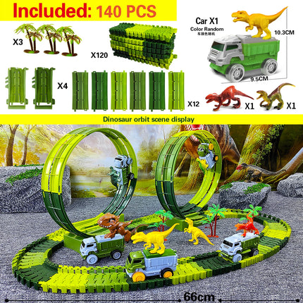 Electric Dinosaur Track Car for Boys - Magic Climbing Railway Flexible Toy Train Educational Quality Kids Playset