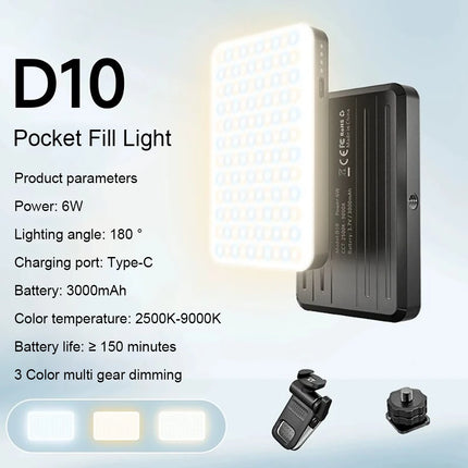 Portable Selfie Light Phone Fill Light 3000mAh Rechargeable Video Photography Light 120 LED 2500K-9000K Dimmable for Live Vlog