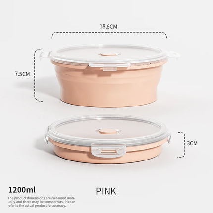 Collapsible Food Storage Containers Foldable Silicone Lunch Containers with Lids, Rectangle Collapsible Bowls Round Food Bowls