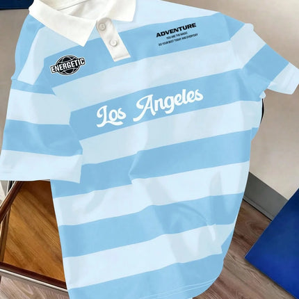 2026 Summer Best-selling Men's Short-Sleeved Polo Shirt with 3D Stripes Pattern Print for Outdoor Sports Leisure and Fashion