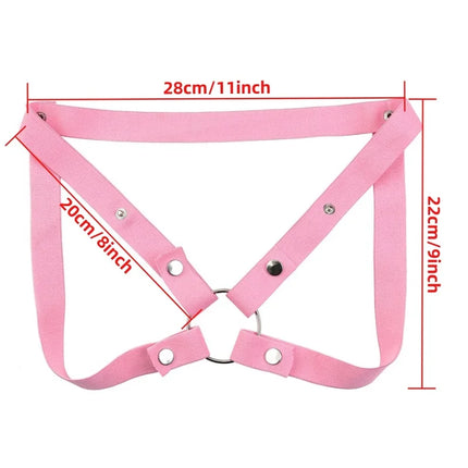Pink Male Penis Ring Chastity Cage Auxiliary Belt Anti-off Device Elastic Belt Adjustable Underwear Rope Scrotum Ring Sex Toy