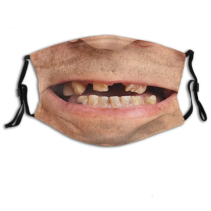 Personalized Social Funny 3D Facial Expression Masks Women Men Prom Party Ride Breathable Mouth Face Mask Creative Printed Masks