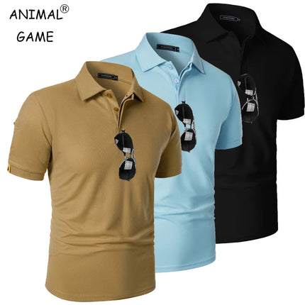 New Men's Short Sleeve T-Shirt Sports Tennis Polo Shirt Summer Oversized Breathable Shirts Button Moisture-Wicking Streetwear