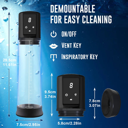 Electric Penis Pump, Led Display & Powerful Suction, Adult Sex Toys Dick Enlarger for Men Erection, Automatic Male Masturbator