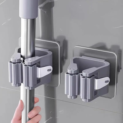 Mop Holder Self-adhesive Broom Stand Wall Mounted Mop Support Sweeping Brush Hook Storage Organizer Bathroom Kitchen Accessories