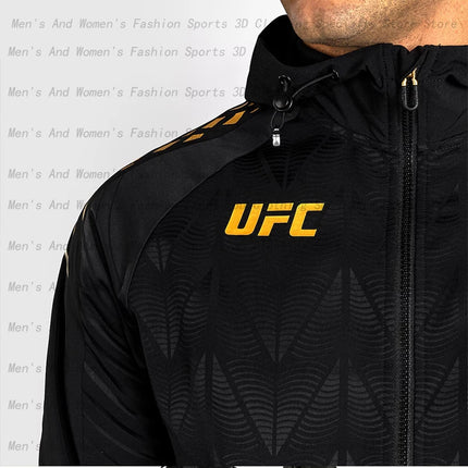2026 New Men's UFC Zenith Black/Gold Authentic Fighting Night Champion Full Zipper Hoodie 3D Outdoor Extreme Sports Large Top6XL
