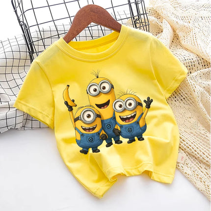 Cute Minionss T-shirt Cotton Boys Girl Toddler Children Short Sleeve Clothes Anime Game Cartoon Kids Streetwear Tees Casual Tops