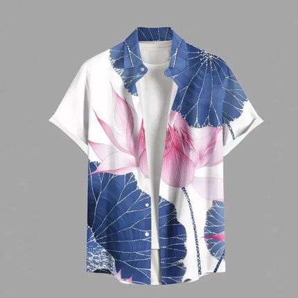 Fashion Men's Hawaiian Shirts 3D Printed Short Sleeved Button Down Lapel Shirts Oversized Tops Summer Casual Aloha Shirt For Men