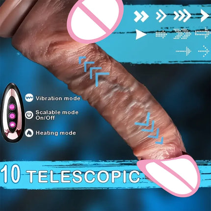 Thrusting Dildo Vibrator 10 Thrusting 10 Vibrating & Heating Modes Double Penetration Anal Plug Adult Sex Toys for Women Men
