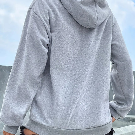 Women's casual hoodie sweatshirt heart graphic print round neck long-sleeved autumn and winter warm regular version
