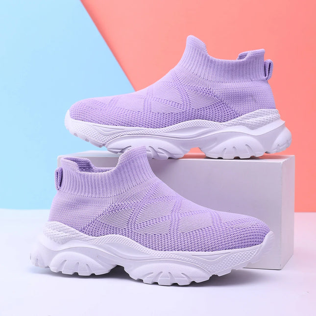 Children's Sports Shoes High Top Comfortable Mesh Breathable Soft Sole Walking Casual Running Sports Tennis Shoes for Kids