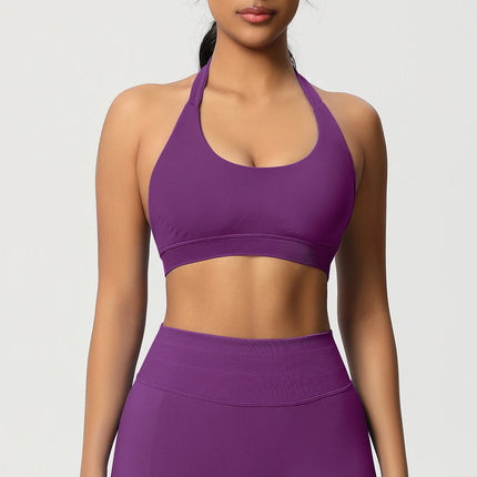 Women Sports Bra Seamless Halter Clothes Push-up Vest Brassiere Gym Top Backless Fitness Yoga Workout Running Underwear