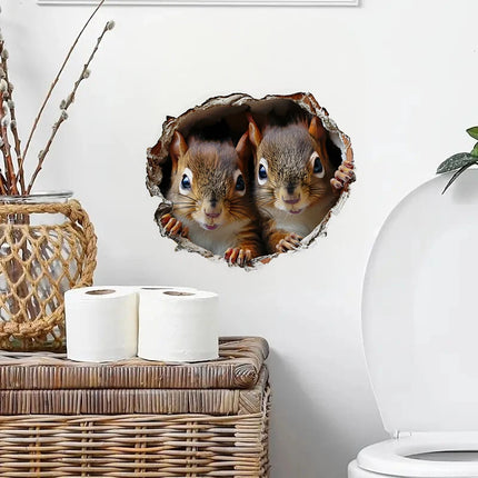 Funny Squirrel Stickers, Apply for Wall, Door, Cabinet, Window, Car Decoration, Vinyl Animal Decals, Art Wallpaper, Poster