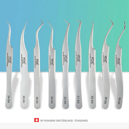 VETUS Original 32-SA Tweezers Hyperfine High Precision Non-magnetic Anti-acid Pincers Eyelash Grafting Manicure ESD Forceps