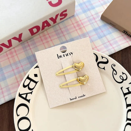 New Versatile Baby Hair Clips Simple Shiny Sweet Cool Heart-shaped BB Clip Girls Headwear Side Bending Hairpins Hair Accessories