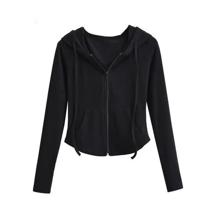 Pure Desire Aesthetic Hooded Sweatshirt Jacket Women's Spring Autumn Slimming Casual Long Sleeve Crop Top Trendy Cardigan