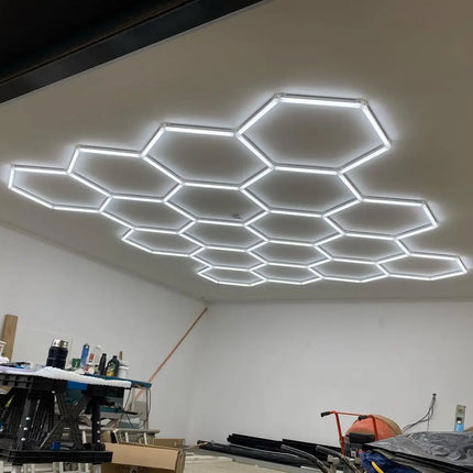 Garage Hexagon LED Light 50000H 6500K Ultra Bright for Home Gym Barbershop Car Detailing Bar Basement Workshop Ceiling Lighting