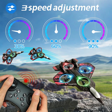 JCMO L101 RC Foam Airplane 2.4Ghz RC Fighter Stunt Tumbling Helicopter with LED Colored Lights Airplane Model Toy For Kids Gift