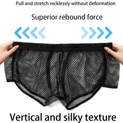 Loose Fit Men's Aro Shorts Mesh Boxer Briefs See through Breathable Underwear Sexy Home Pants