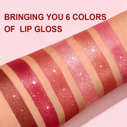 Nude Pink Luxurious Metallic Glitter Lipstick Long-Lasting Waterproof Non-Fade Shimmery Pearl Sparkling Brown Lip Gloss Makeup