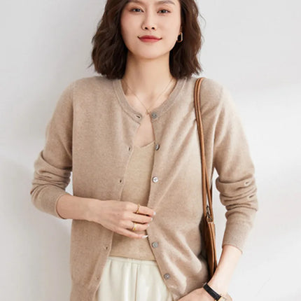 Women Cardigans Sweater O-neck Spring Autumn Knitted Cashmere Cardigans Solid Single Breasted Womens Sweaters 2022