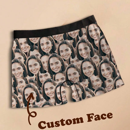 Custom Photo Mens Boxer Briefs Personalized Face Underwear Funny Gift for Boyfriend Husband Anniversary Birthday Valentines